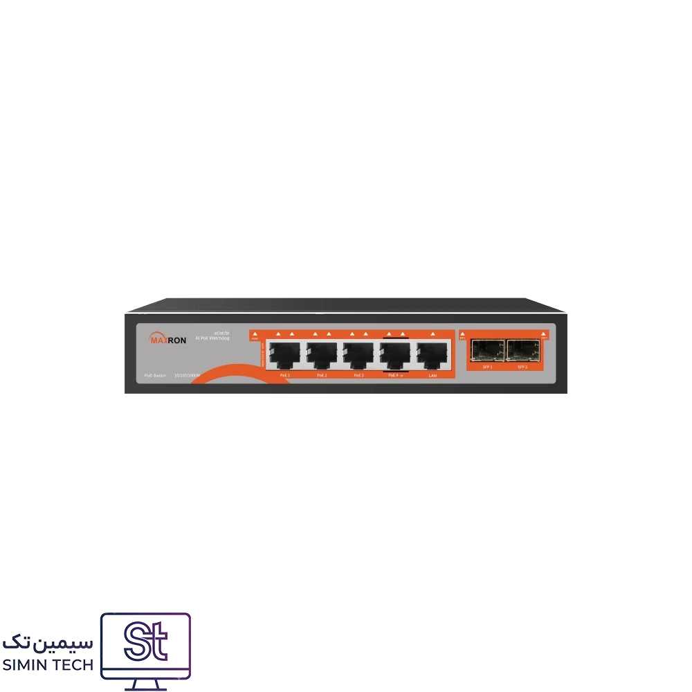 سوئیچ شبکه ۴ پورت PoE گیگابیت مکسرون مدل MSW-3204GPC-1GL-65I
