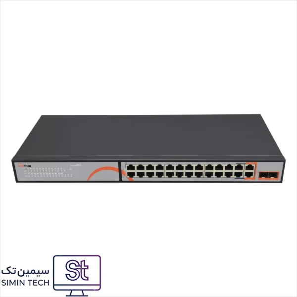 خرید سوئیچ شبکه ۲۴ پورت PoE هیبرید گیگابیت مکسرون مدل MSW-3224FPH-2GL-300I