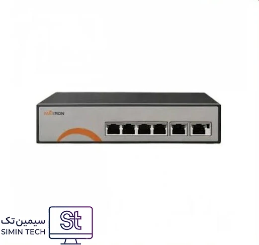 سوئیچ شبکه ۴ پورت PoE مگابیت مکسرون مدل MSW-3004FPB-2FL-65I